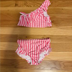 GAP Pink and White Ruffled Bikini Set